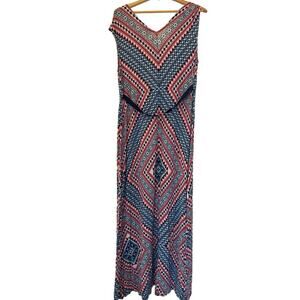 Maternity Maxi Dress Size XL Jessica Simpson Geometric Print Pink Blue